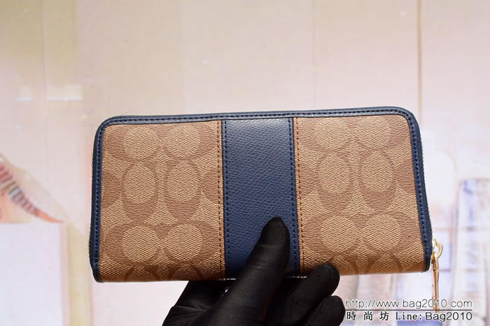 COACH蔻馳 原單 Fa52859 pvc配皮 專櫃新款 馬車標拼色 長款拉鏈錢包 outlets款  Chz1458